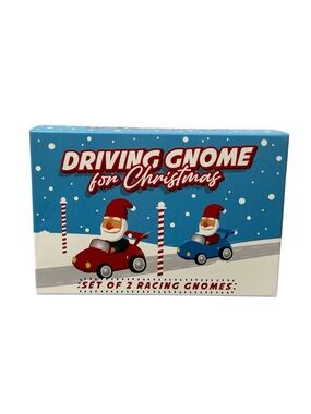 Set of 2 MINI Driving Gnomes for Christmas Santa Racing Car Toys Pull Back & Go
